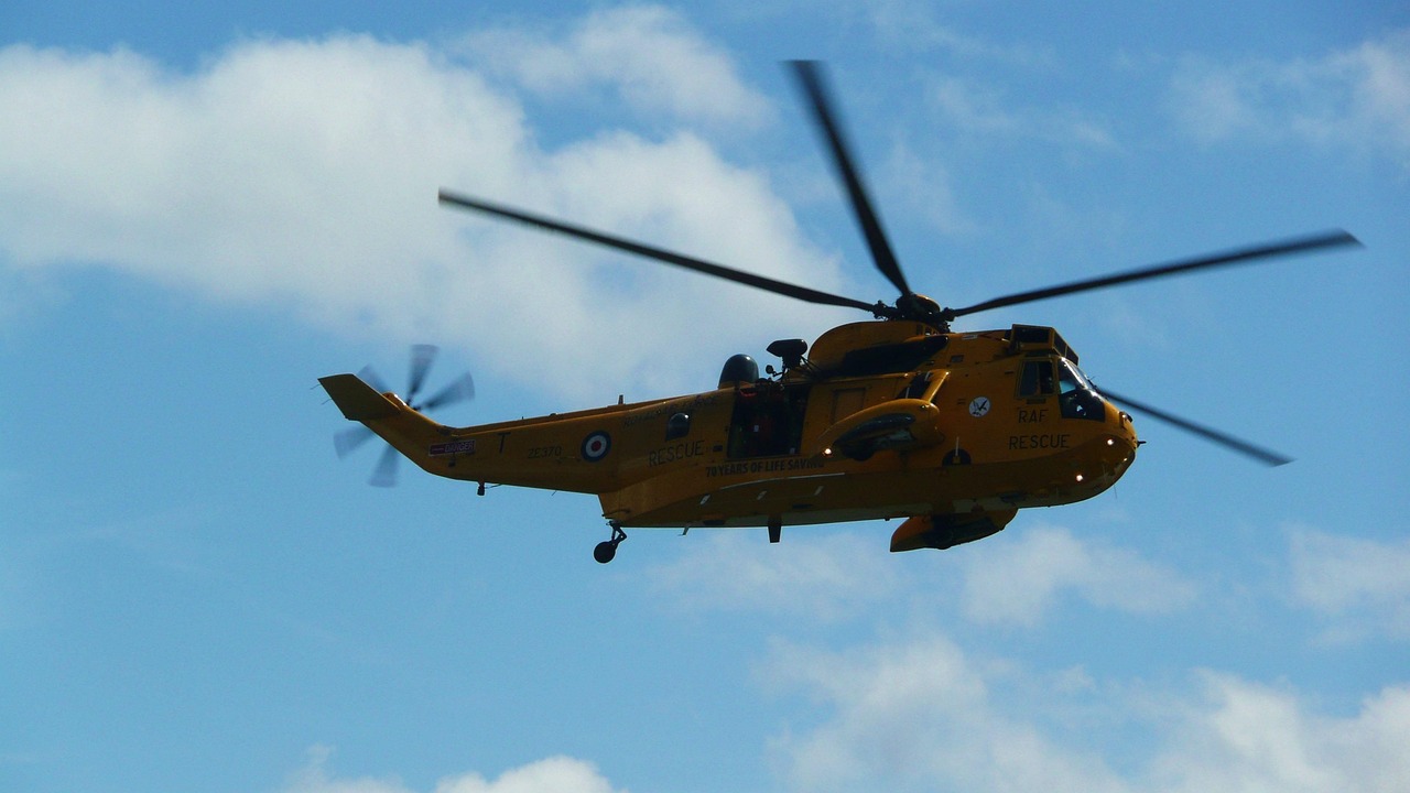 rescue, helicopter, emergency, aircraft, flight, propeller, blue emergency
