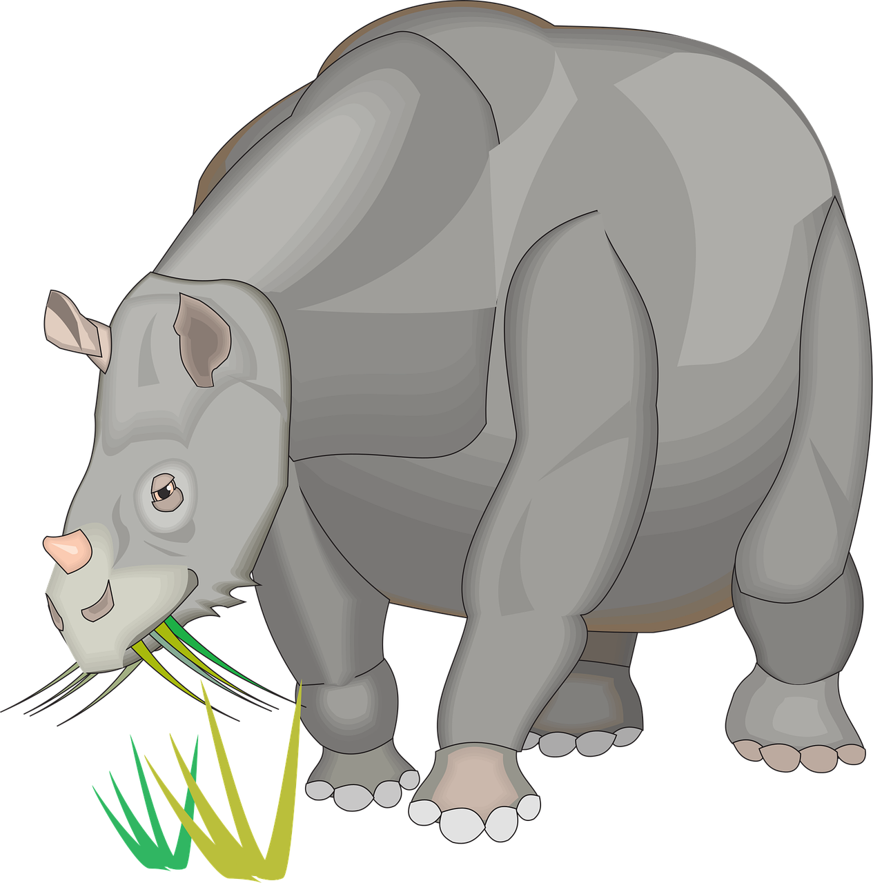 grass, nature, eating, animal, ancient, rhino, gray grass, gray eating
