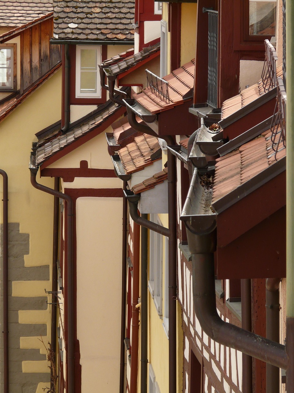 domy, dachy, szczyt, fasady, budynek, miasto, architektura, pierwszy, rynny, meersburg, jezioro bodeńskie, panele dachowe, zamieszkać, kwadrat, zagnieżdżone