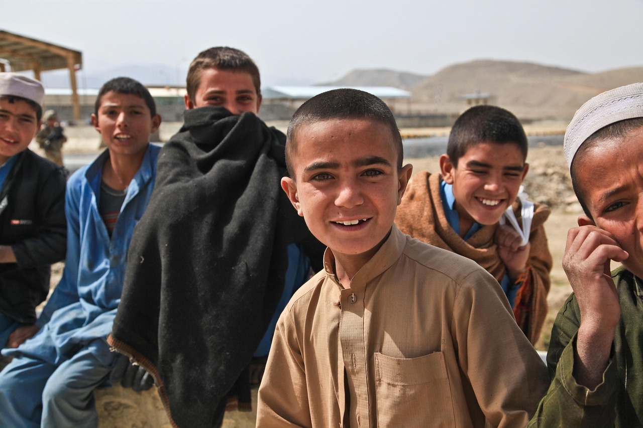 çocuklar, şirin, afganistan, kişiler, meraklı, biraz, genç