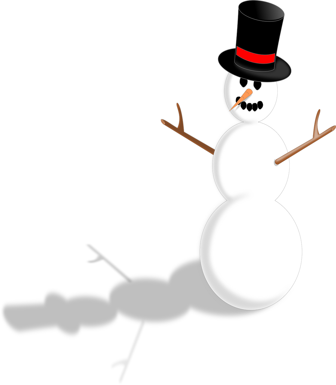 snowman, snow, nature, christmas, winter, sticks, branches, topper, carrot, nose
