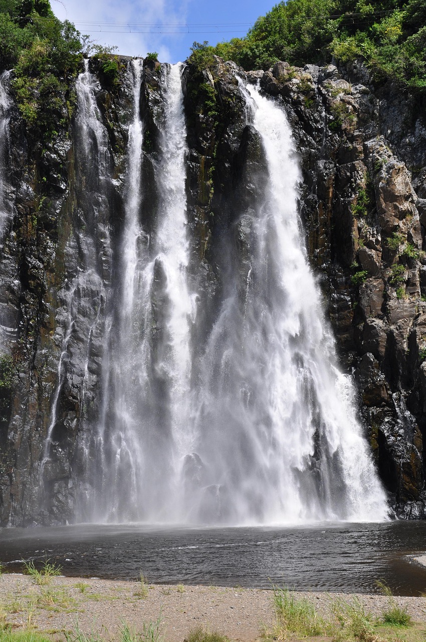 watervallen, wit, water, stromend, vallen, omlaag, rotsen, rotsachtig, bergen, hoger, rivieren, flora, natuur, groente, planten, toneel, landschap, cascades, krachtig, wild, grijs waterval, grijze rivier, grijze stroom