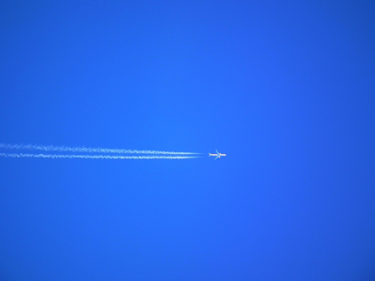 plane, blue sky, sky, nature, flight, contrail, blue, height