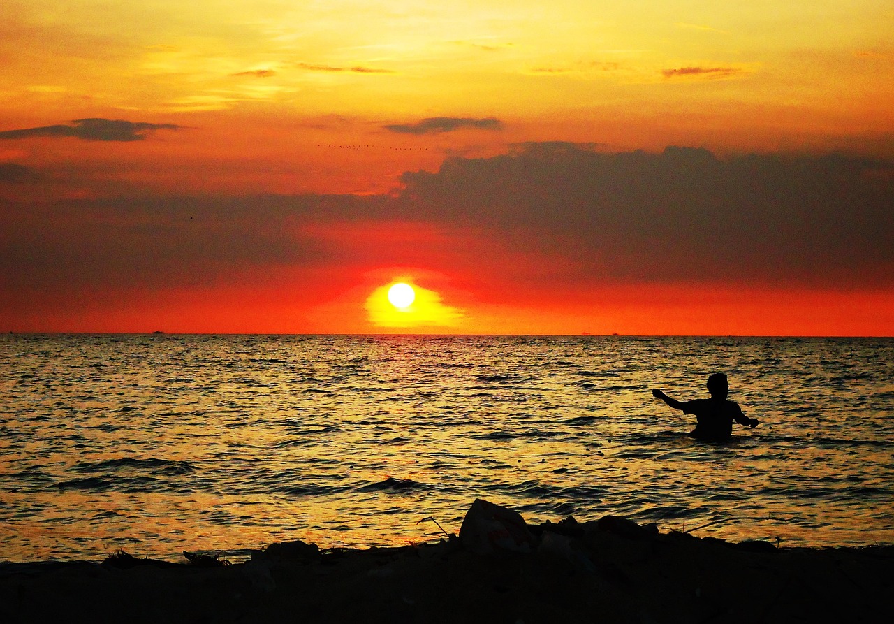 die sonne ist untergegangen, strand, meer