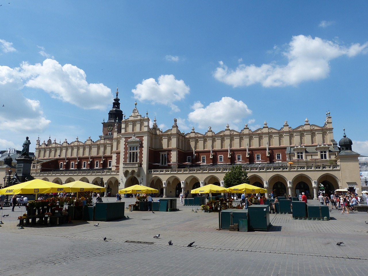 krakov, poľsko, mesto, trhu, mestské námestie, trhovisko, cloth hall, veža, historické staré mesto, pamätník, centrum mesta, slnečník