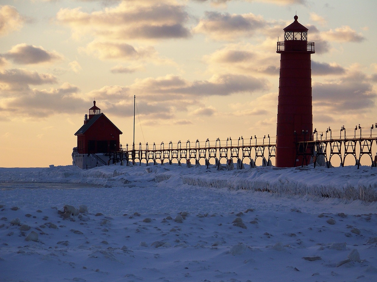 maják, zima, ľad, svetlo, pobrežie, námorný, medzník, navigácia, mrazené, pobrežné, bezpečnosť, vedenie, jazero michigan