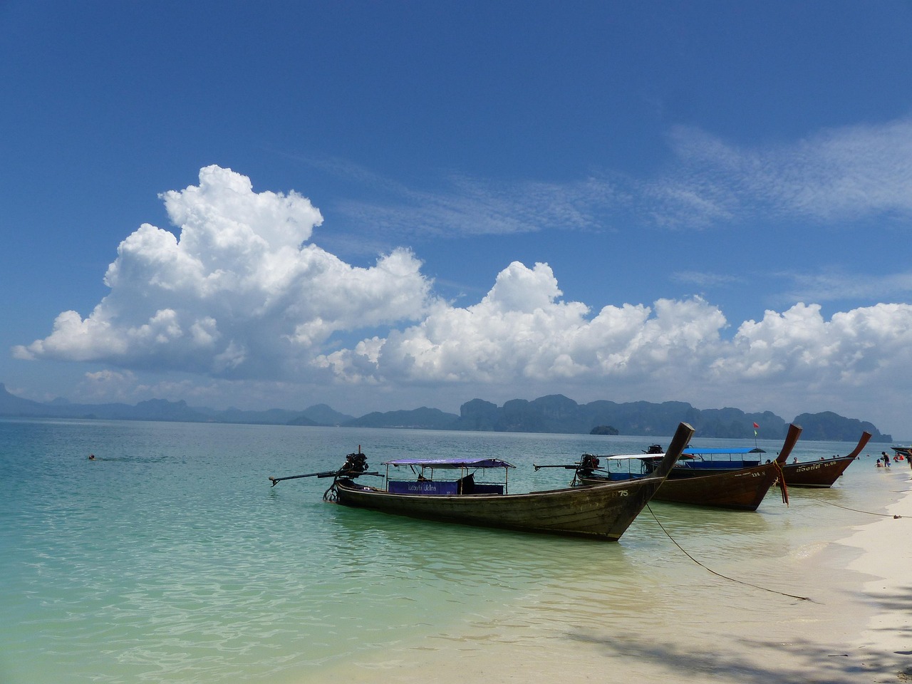 bateaux, plage de poda, krabi, thailande, bateaux long trail, thailande, thailande, thailande, thailande, thailande