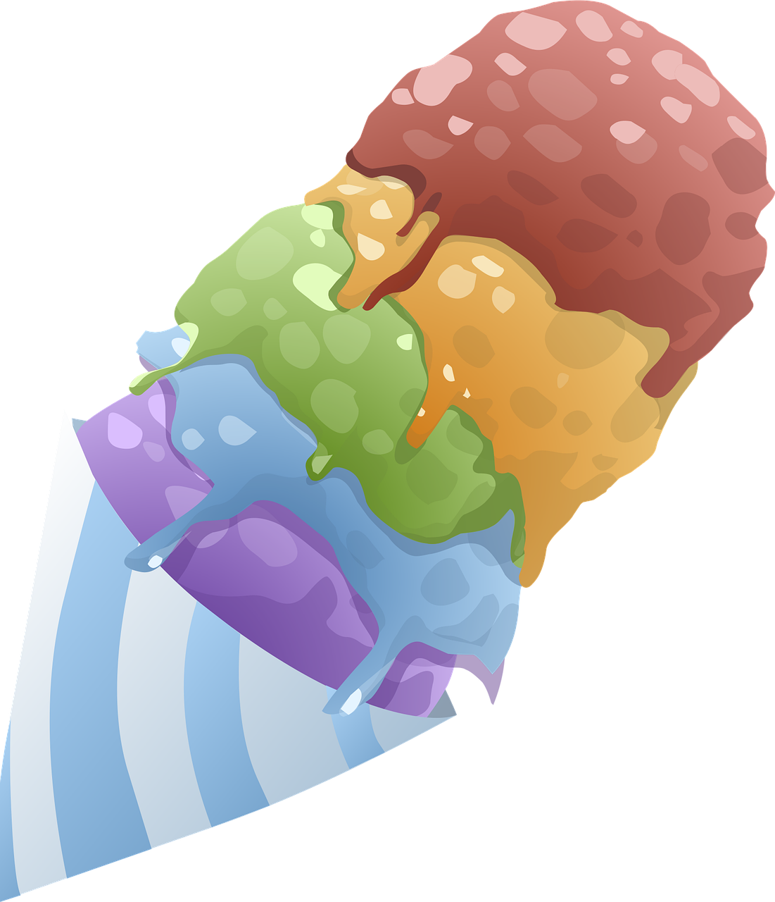 lody, szyszki, desery, słodycze, przeziębienie, mrożony, natura, tęcza, zabarwienie, żywność, pyszny, przysmaki, przekąski, orzeźwiający, miarki, kremowy