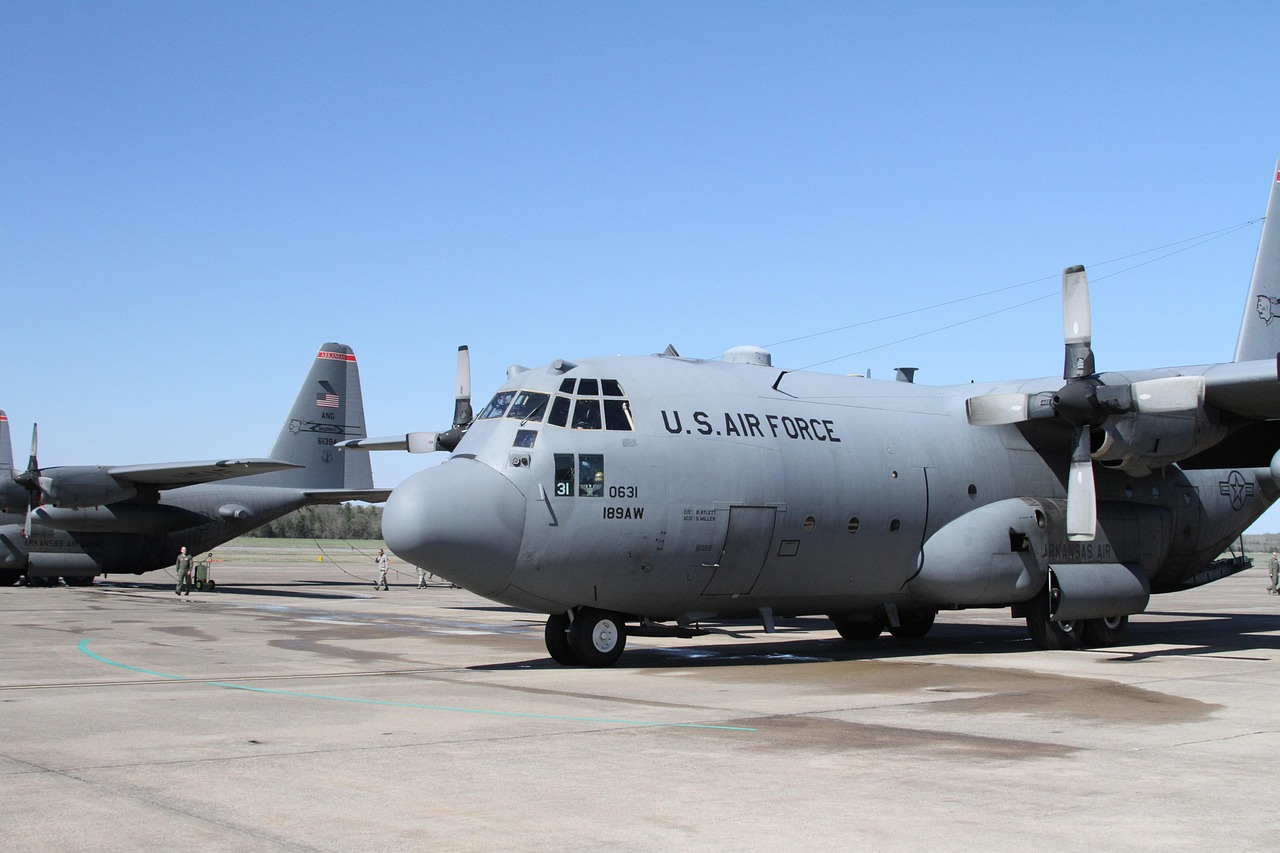 flugzeug, c 130, militär, transport, hercules, luftfahrt, turboprop, fliegend, propeller