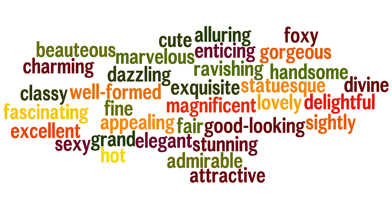 mots, mot nuage, adjectif