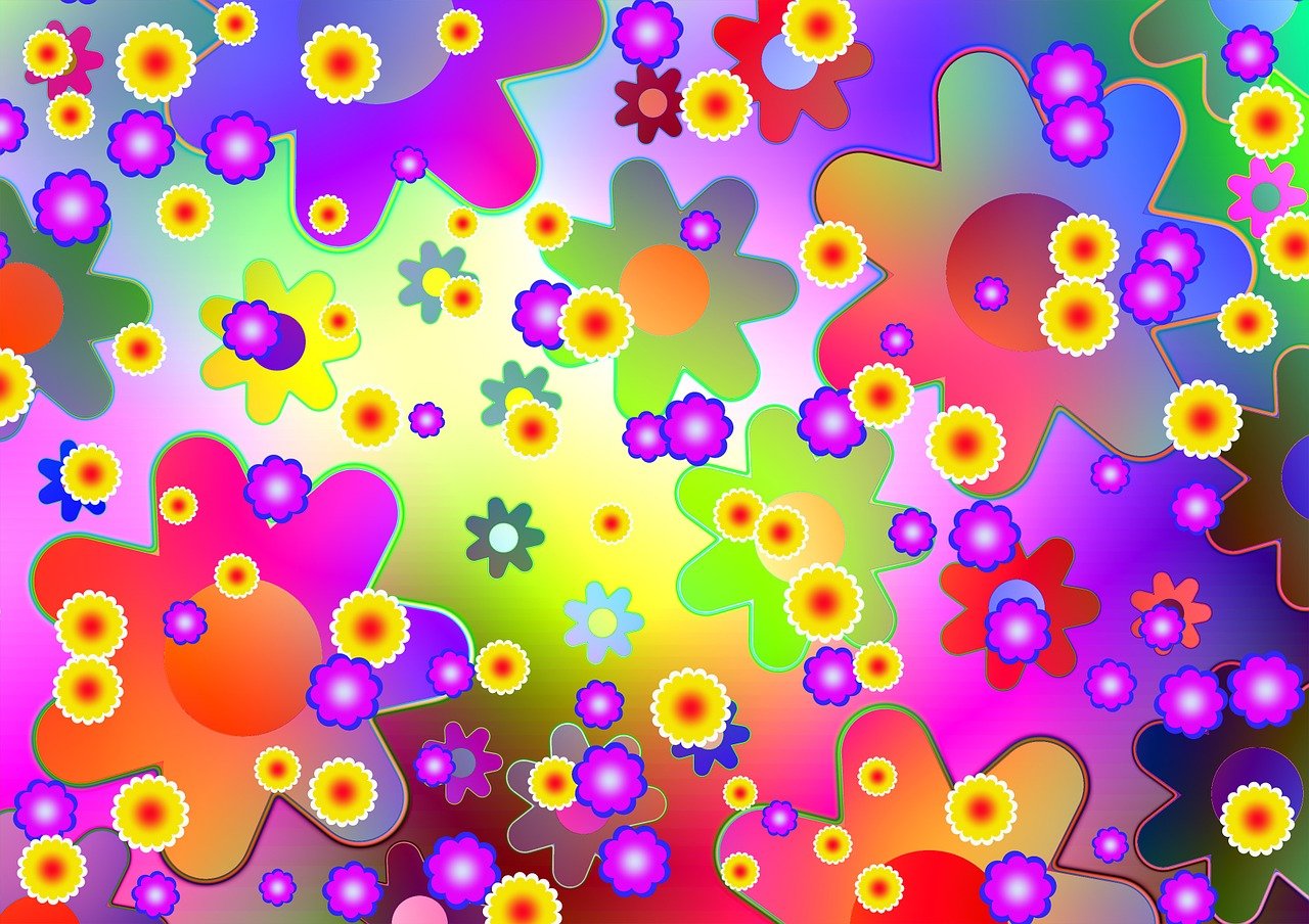 flower power, natur, blumen, zierde, dekoration, blumenmuster, floristik, muster, orange, retro, deko, hippie, woodstock, erinnerung