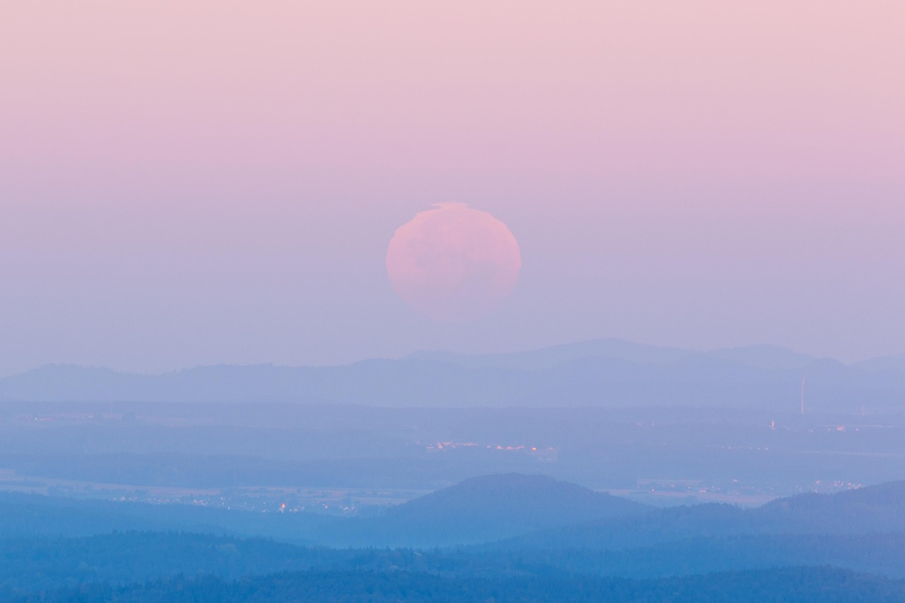 mond, landschaft, morgendämmerung, himmel, stimmung, monduntergang, morgenhimmel, atmosphäre, dämmerung, morgenrot
