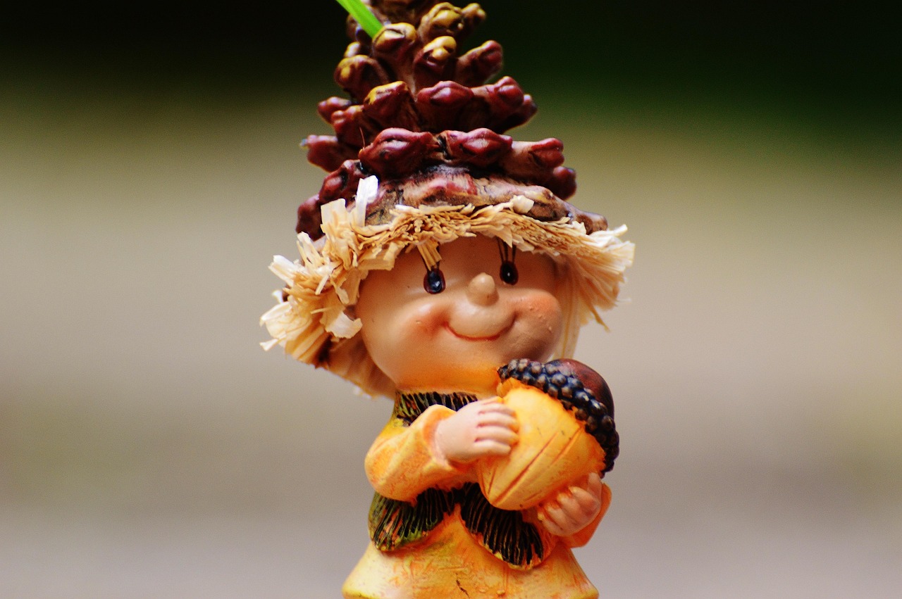 imp, acorn, fall, fun, figure, cute, artificial stone