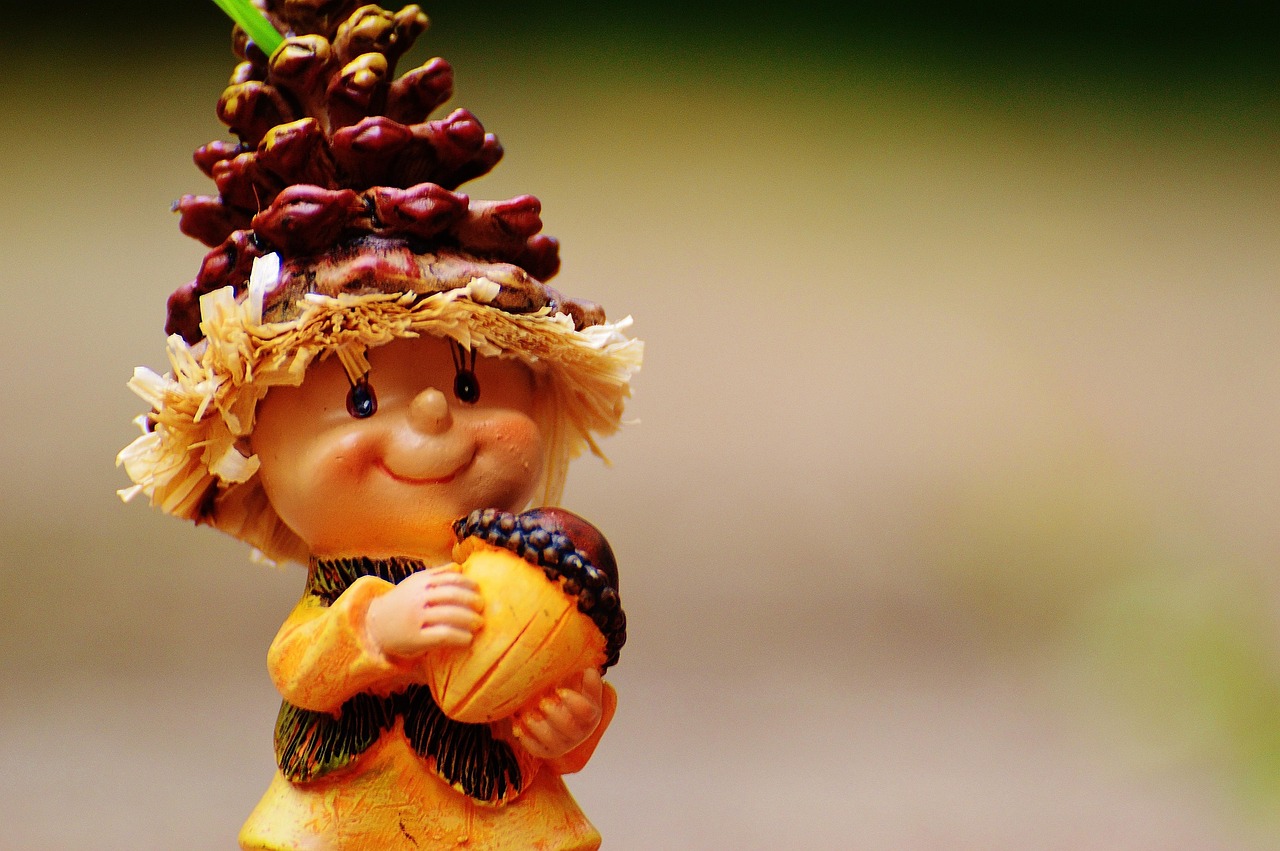 imp, acorn, fall, fun, figure, cute, artificial stone