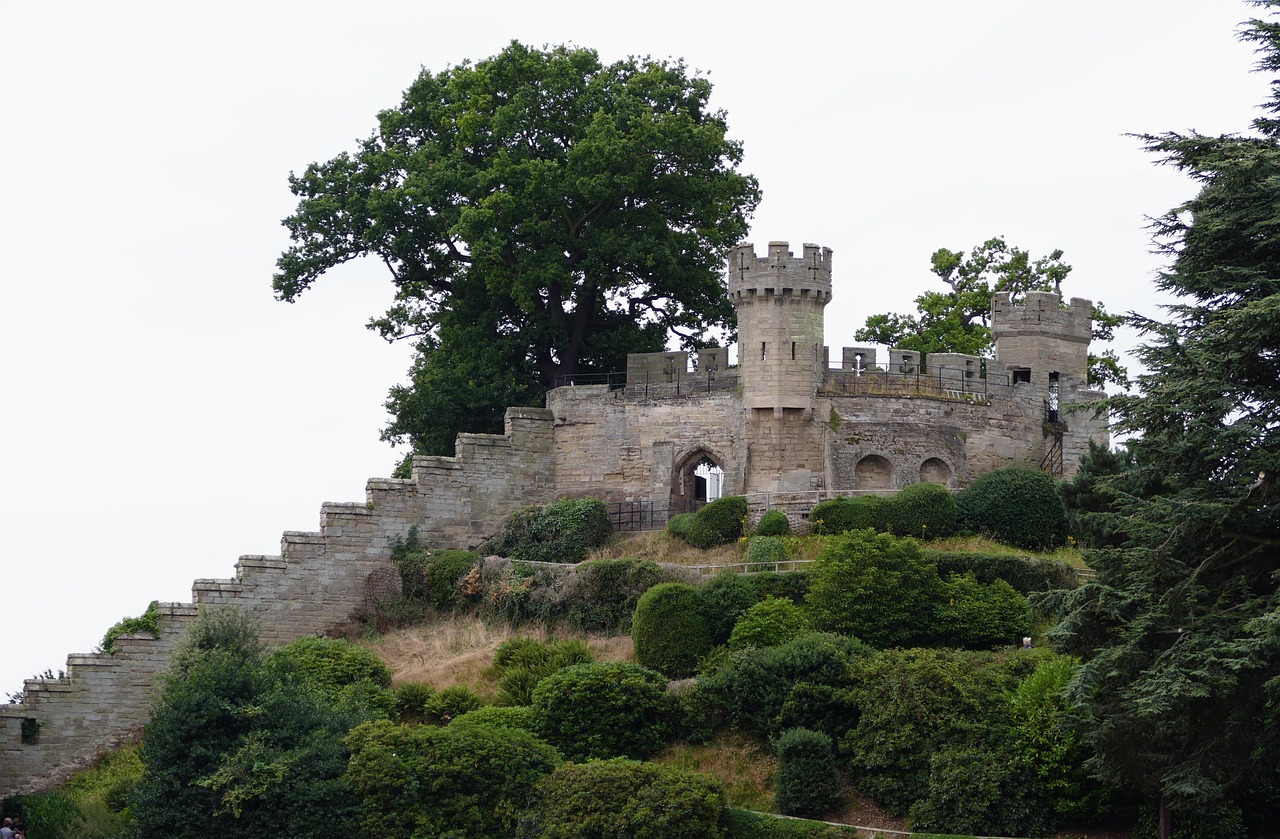 castle, warwick, england, medieval, architecture, building, history, travel, kingdom, tower, europe, warwickshire, united, tourism, historic, view, britain, uk, landmark, green, stone, nature, heritage, landscape, old, wall, exterior, fortress, fortification, attraction, avon, english, king, trees