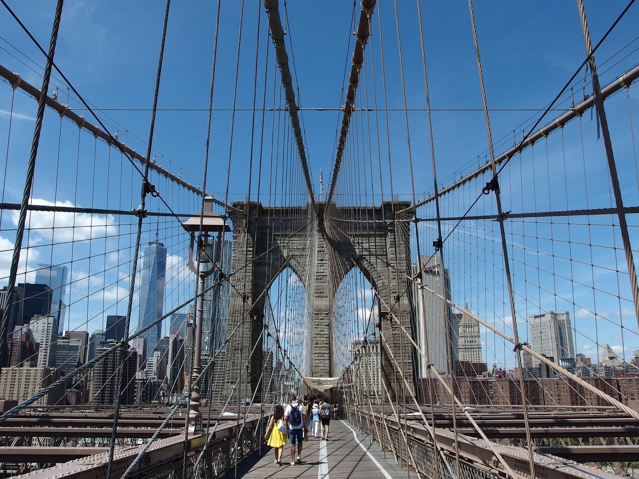 brooklyn híd, híd, brooklyn, új yok, természet, város, metropolisz, építészet, szerkezet, kötelek, kábeleket, folyó, emlékmű, víz