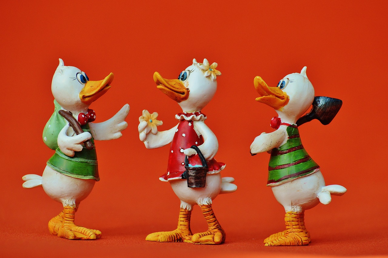 ducks, fun, group, cute, artificial stone, figure, plumage, beak, poultry
