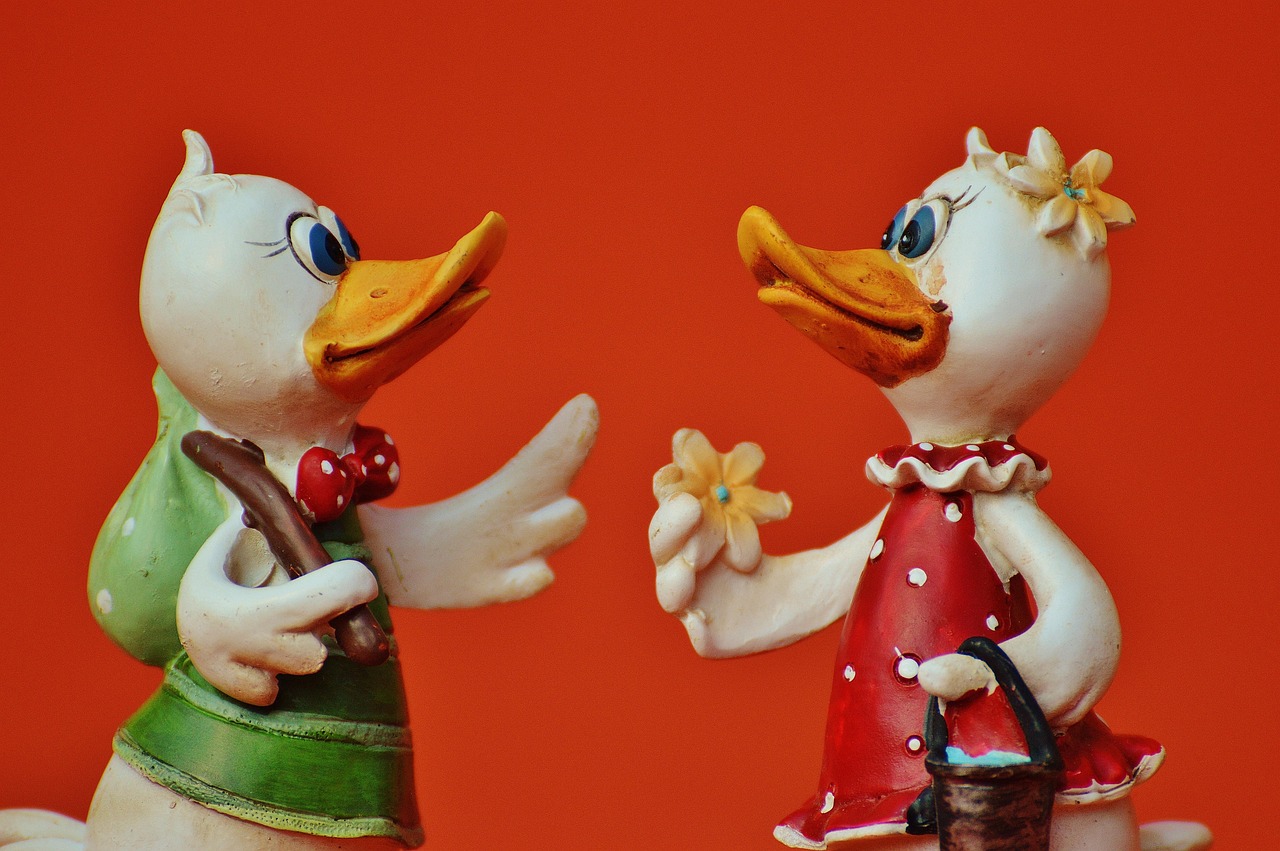 ducks, fun, cute, artificial stone, figure, plumage, beak, poultry