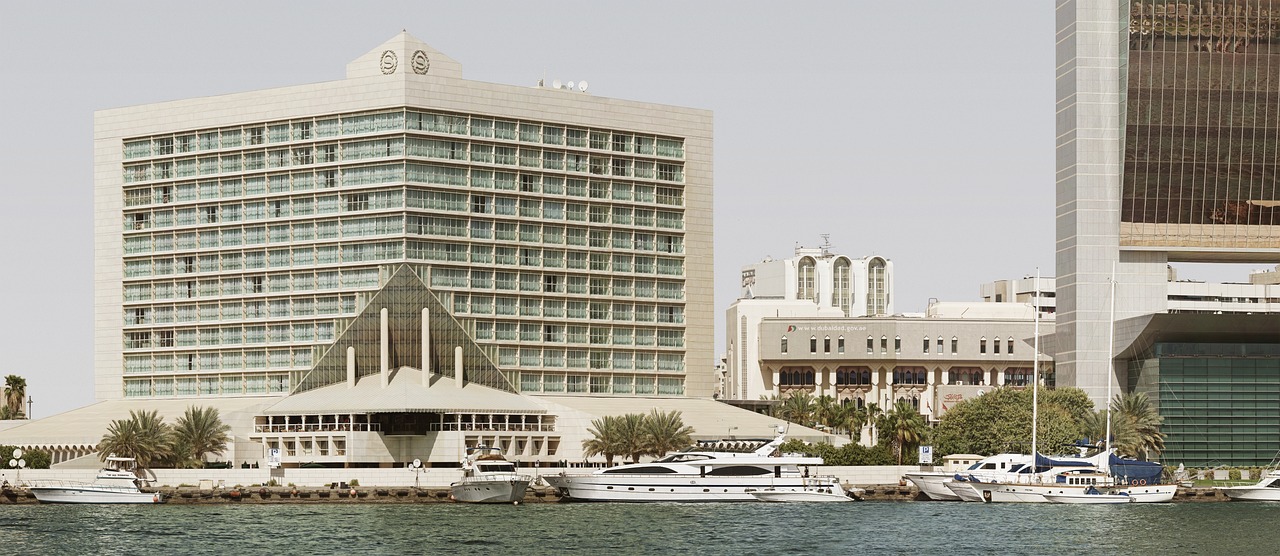 by, å, dubai, altaner, bank, bybillede, boligbyggeri, uae, emirater, lejligheder, deira, dhows, sheraton, nationalbanken