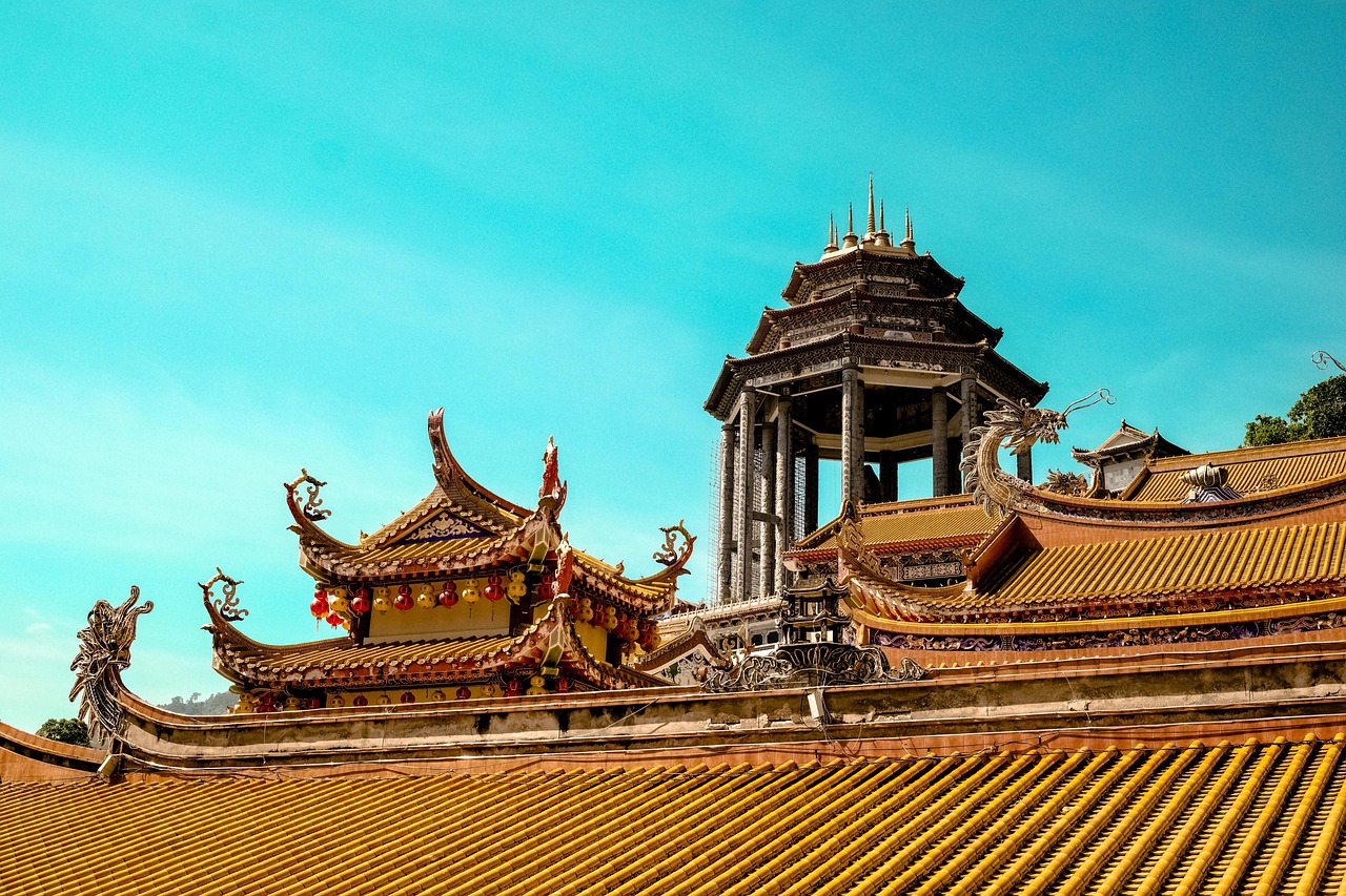 byggnader, asiatiska, palats, tempel, kinesiska