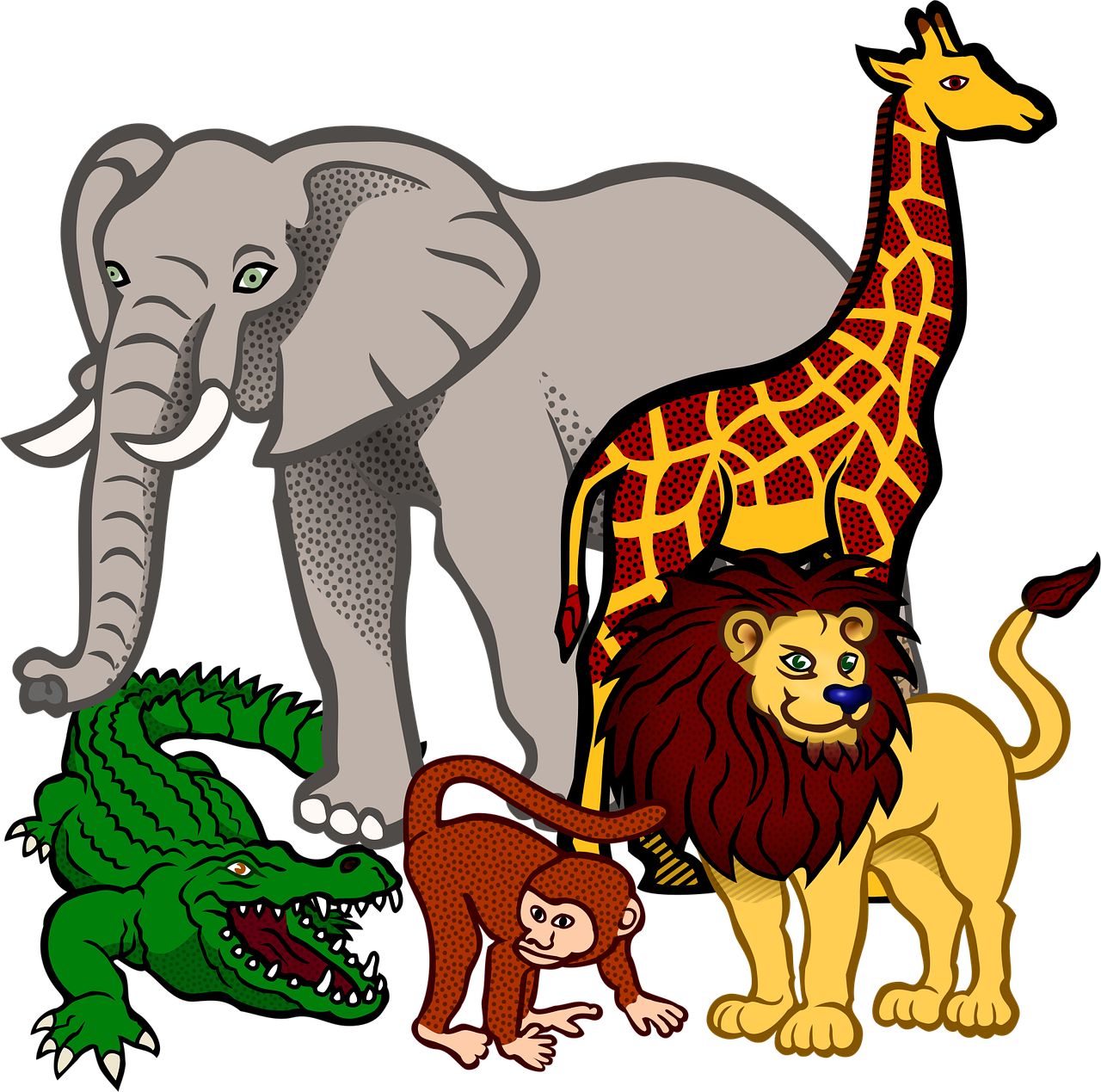 africa, animal, animals, nature, books del sur, crocodile, elephant, giraffe, jungle, lion, monkey, wild