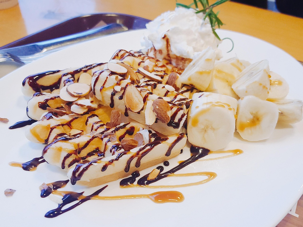 dessert, brunch, cialda, spuntino, cibo, data