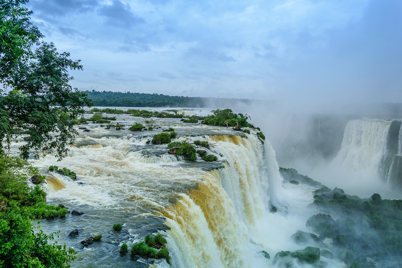 vandfald, vand, vand falder, landskab, natur, brasilien, tropisk vandfald, iquazu