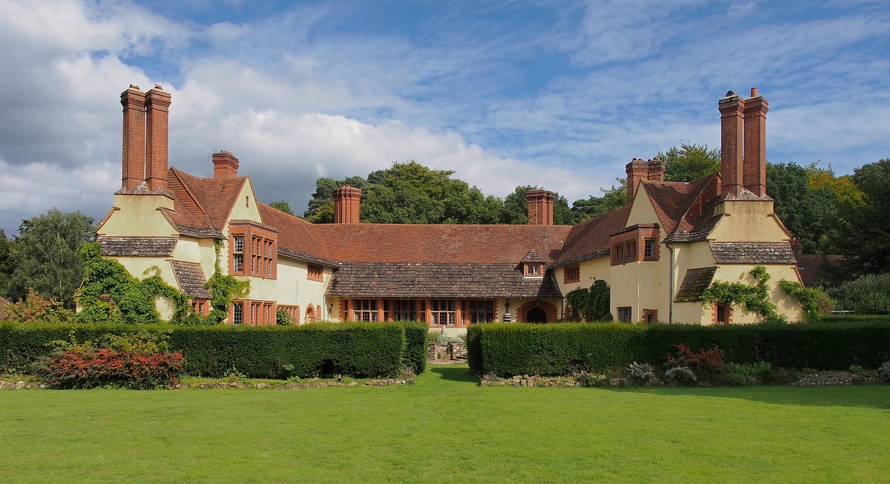 gudar, hus på landet, hus, hem, arkitektur, ståtliga, abinger vanlig, surrey, england, storbritannien, engelsk, lutyens, jekell, landmärke förtroende, konst och hantverk, skorsten, folklig, traditionell, herrgård