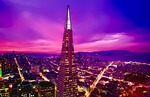Transamerica pyramid skyline city cityscape buildings skyscraper urban urban landscape metro metropolitan city lights illuminated san francisco california downtown landmark architecture
