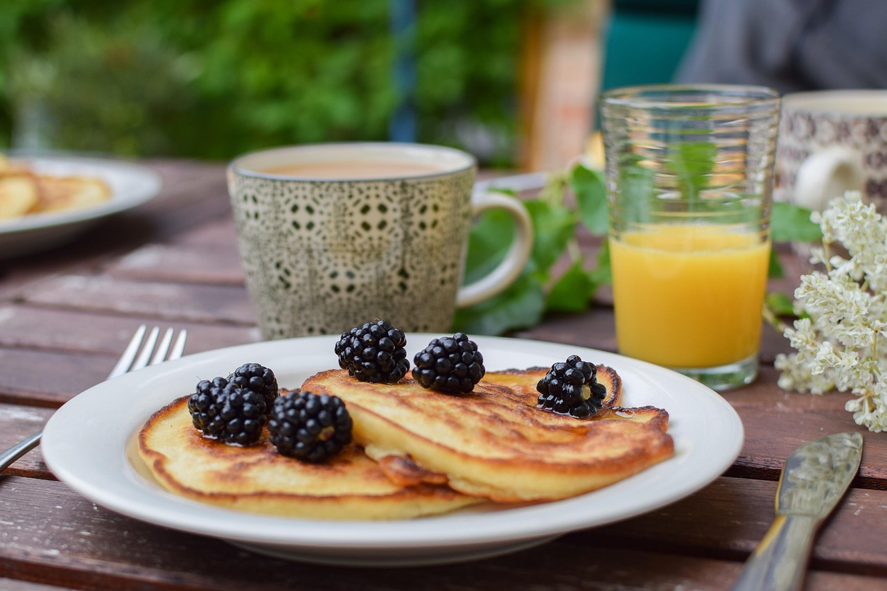 blackberry, pancakes, brunch, natura, estate, colazione