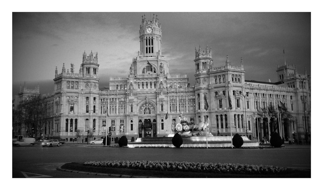madrid, cybeles, stad, cybele monument, fasad, palace, byggnad, urbana landskap, arkitektur, posta