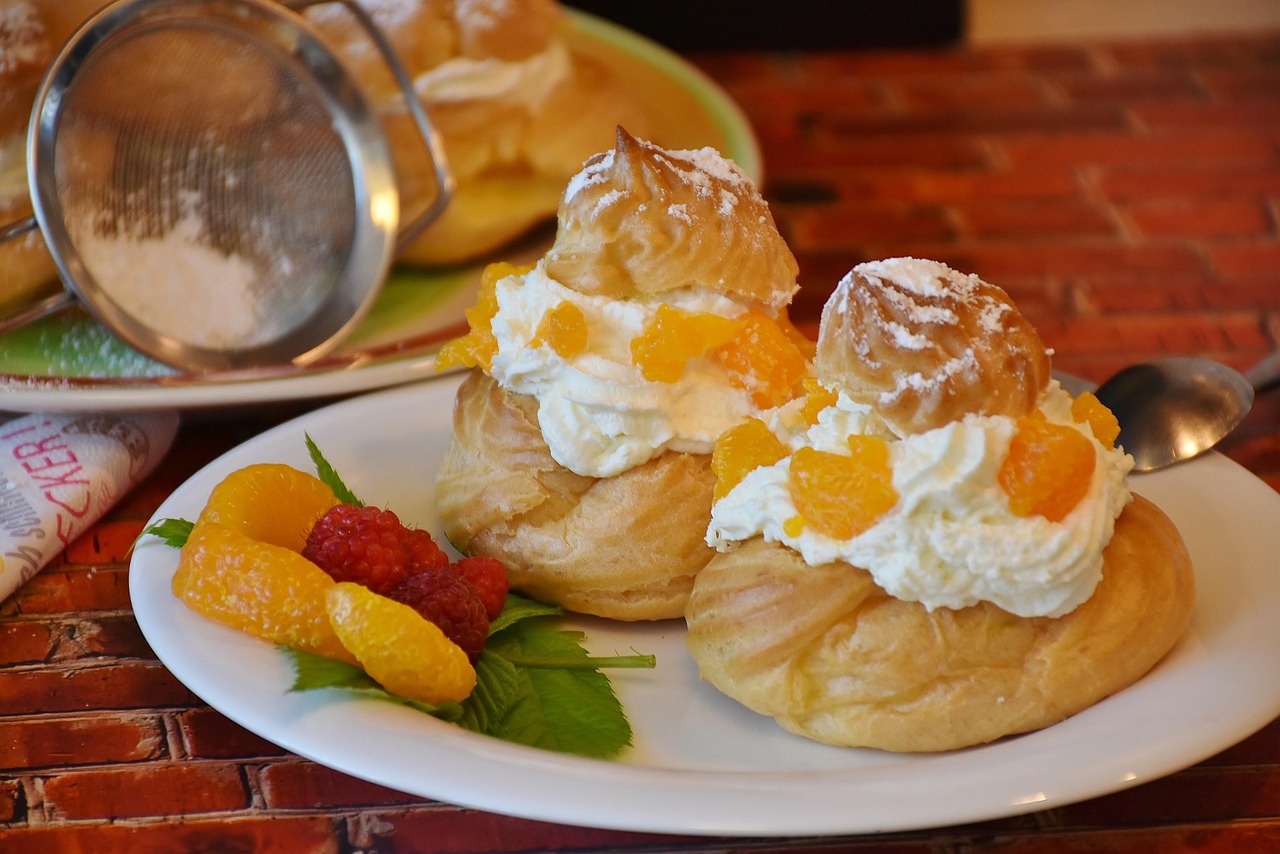 krémový puf, pečivo, péct, pečené zboží, báječný, choux, roztomilý, hodování, mandarinky, jídlo, dezert, koláče, sladké jídlo, cukr, vejce, máslo, sušenky, svačina, káva čas, sladkost