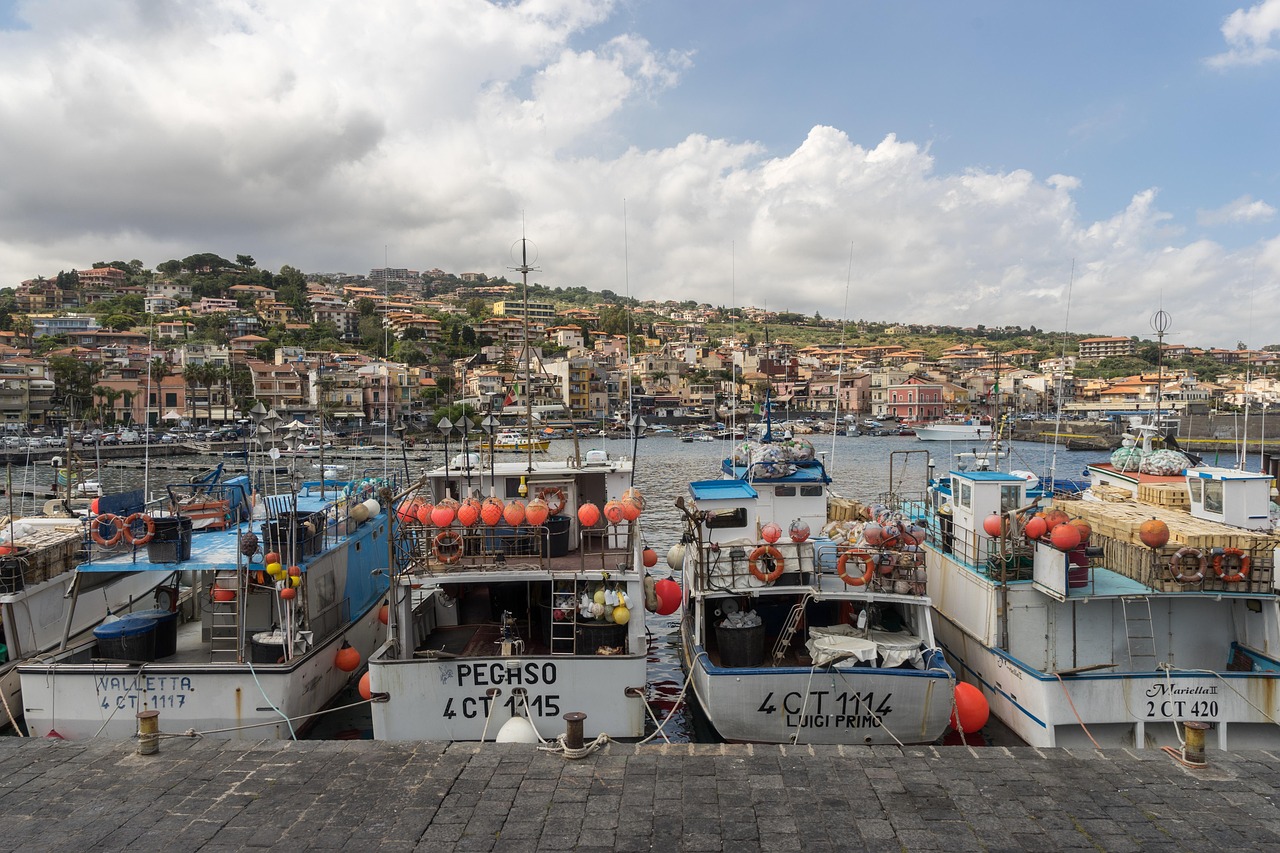 europa, italia, sicilia, barche, porto, porta, pescatori, barche da pesca, navi, italiano, viaggio, europeo, turismo, estate, città, punto di riferimento, vecchio, cielo, natura, paesaggio urbano, costruzione, turistico, storico, storia, aci trezza, aci, trezza, ciclopi, isole, isole dei ciclopi