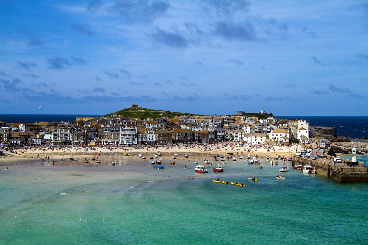 st ives, cornwall, nature, england, south england, port, promenade by the sea, ebb, sea, coast, united kingdom
