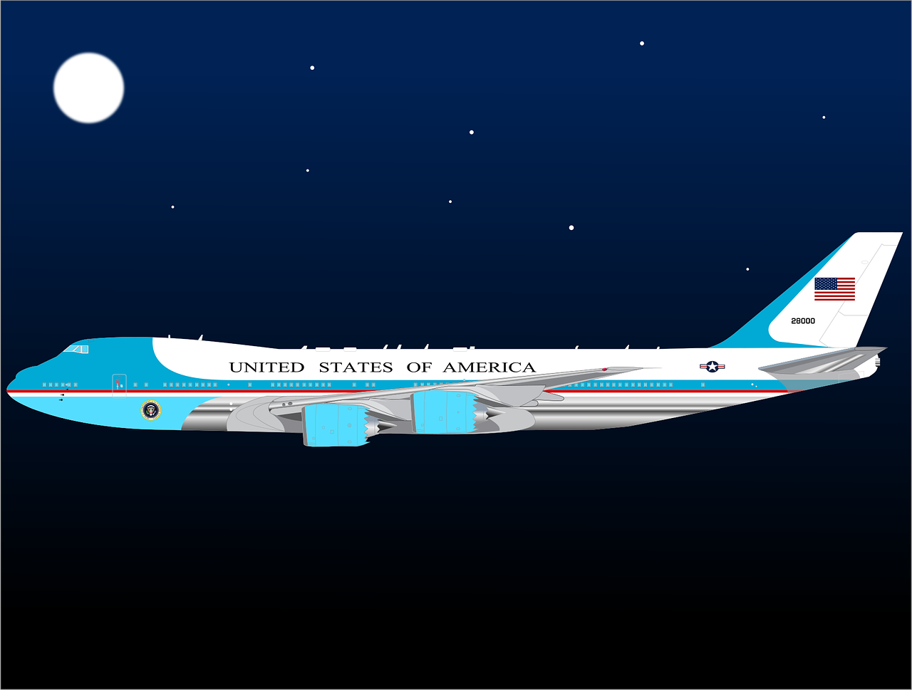 flygplan, transport, usa, blå flygplan