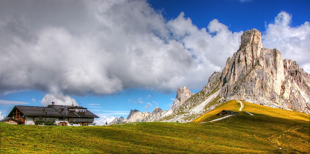 passo giau, dolomites, summer, rock, heaven, mountain pass, italy, mountain, mountains, blue, vision, vacations, sun, alm, alps, nature, hut