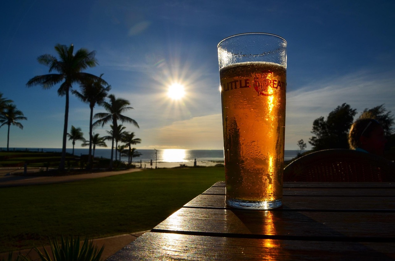 sonnenuntergang, natur, sonnenlicht, bier, durst, glas, ale, pint, trinken