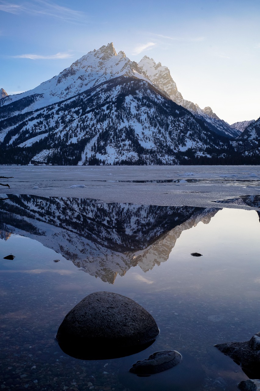 grand teton national park, βουνό χιονιού, λίμνη, φύση, αντανάκλαση