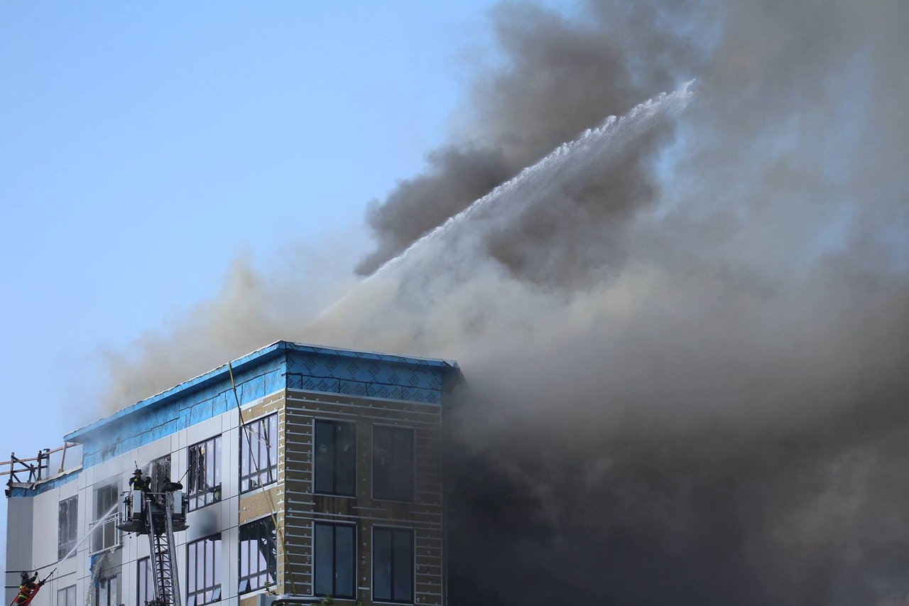 fire, building, hose, emergency, city, architecture, alarm, smoke, fireman, firefighter, equipment, structure, burn, blue fire, blue smoke, blue emergency, fireman, fireman, fireman, fireman, fireman
