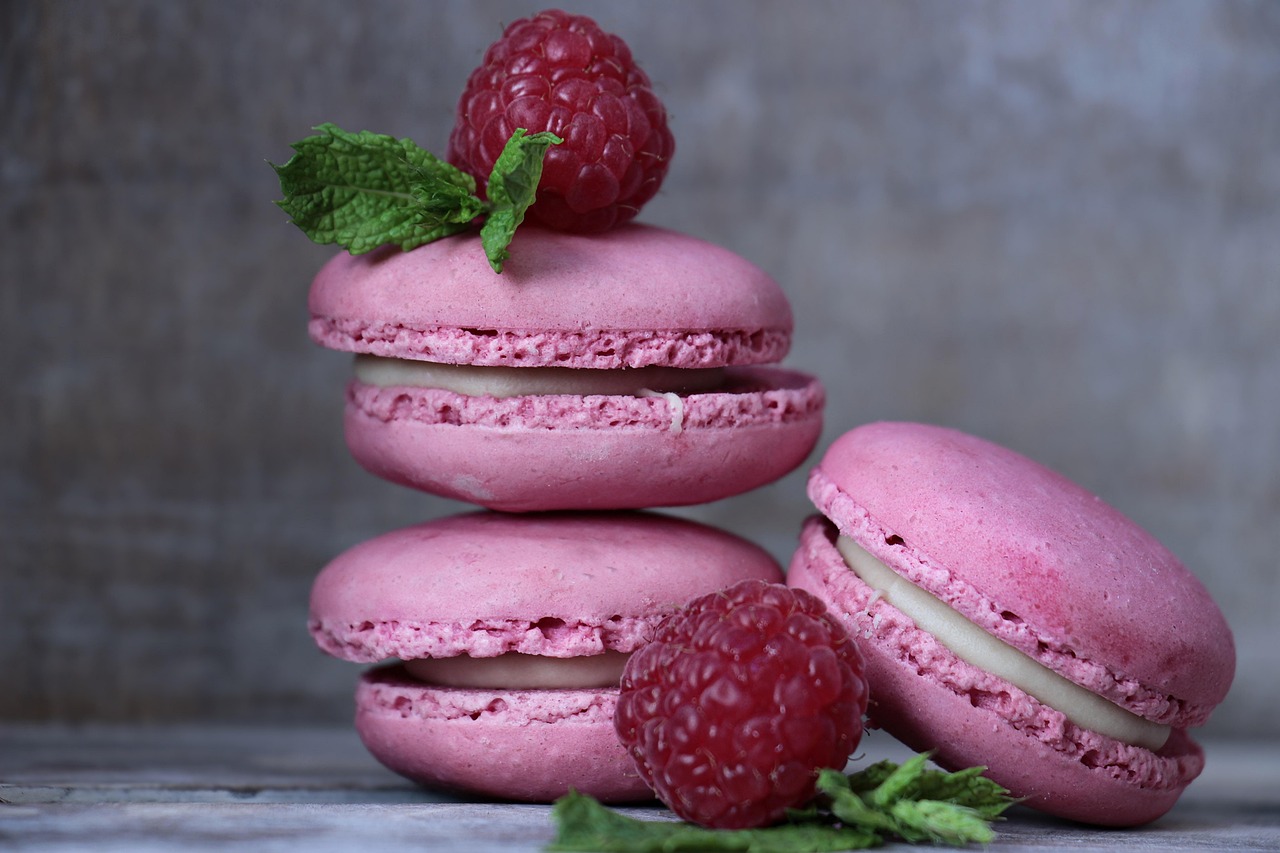 macarons, raspberries, pastries, french pastries, tender, fruit, red fruits, meringue pastries, double biscuits, cream layer, almond meringue, cookies, sweetness, pink, pink macarons, snack, nibble, pastel, pastellfarben, macarons, fruit, cookies, cookies, cookies, cookies, cookies, pink