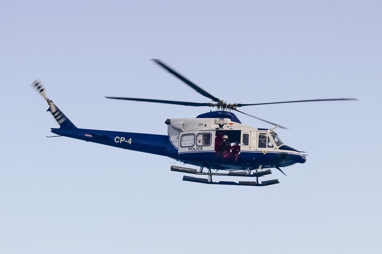 helicopter, police, rescue, aircraft, chopper, emergency, safety, transportation, flight, blue police, blue emergency, blue safety