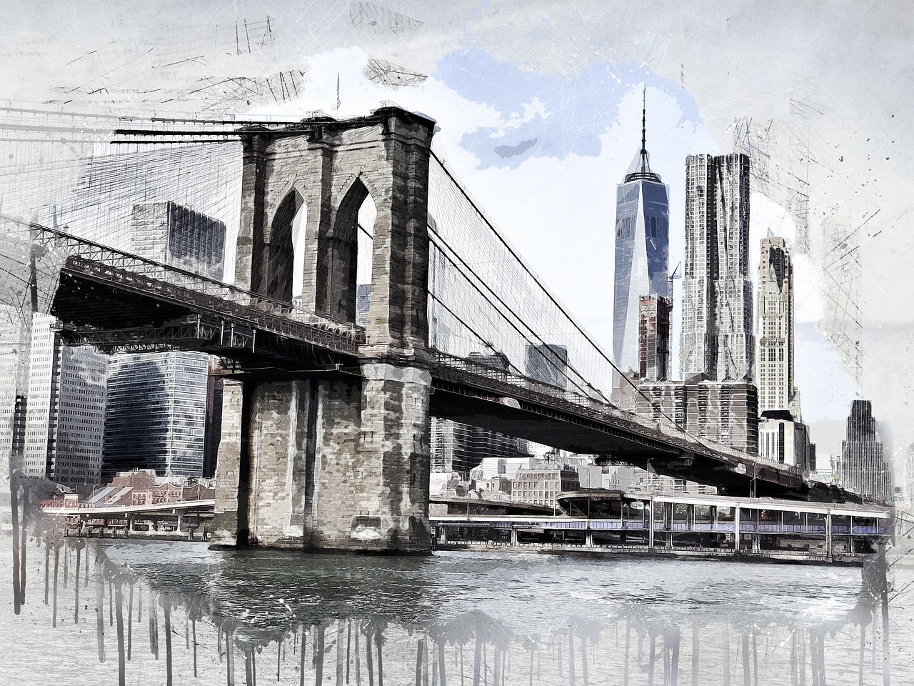 panoramę miasta, sylwetka na tle nieba, miasto, pejzaż miejski, usa, natura, panoramę nowego jorku, manhattan, nyc, nowym jorku, nowy jork, most brookliński, panoramę manhattanu, śródmieście, rzeka, element krajobrazu, ameryka, niesamowite, piękny krajobraz, most, metropolita, brooklyn, nabrzeże, drapacz chmur, budynek, podróż, architektura, woda, niebo, nowy, jork, metropolia, szkic cyfrowy, manipulacja cyfrowa, turystyka, szare niebo, szary miasto, szara woda, szary podróży, szary krajobraz, szary budynek, szare wiadomości, szary cyfrowy, szara rzeka, szary most, szary nowy
