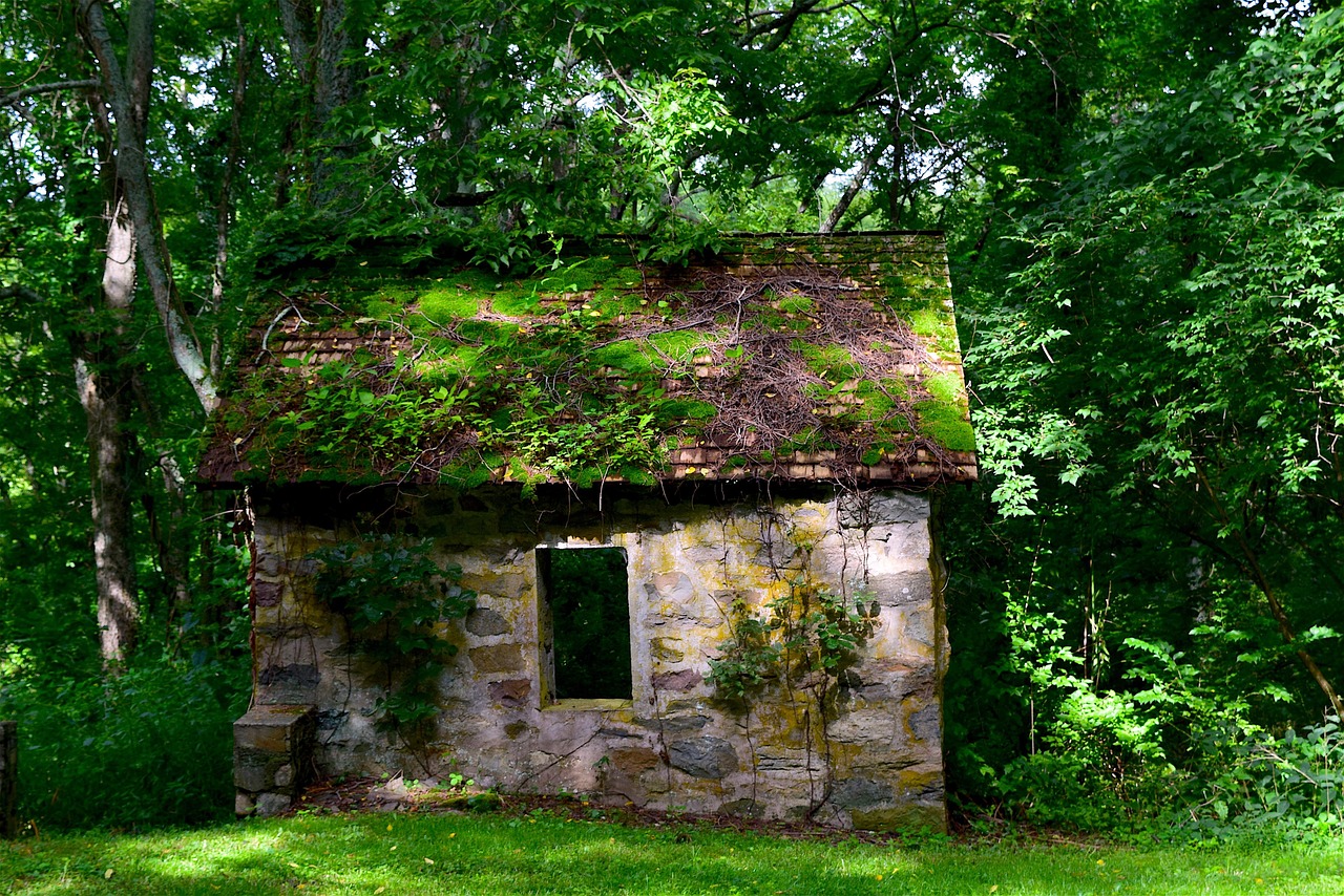 old, cottage, stone, historic, rustic, vintage, weathered, worn, landmark, green vintage, green old, green stone, cottage, cottage, cottage, cottage, cottage