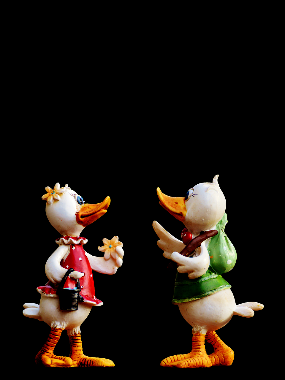 ducks, farewell, cute, artificial stone, figure, plumage, beak, poultry