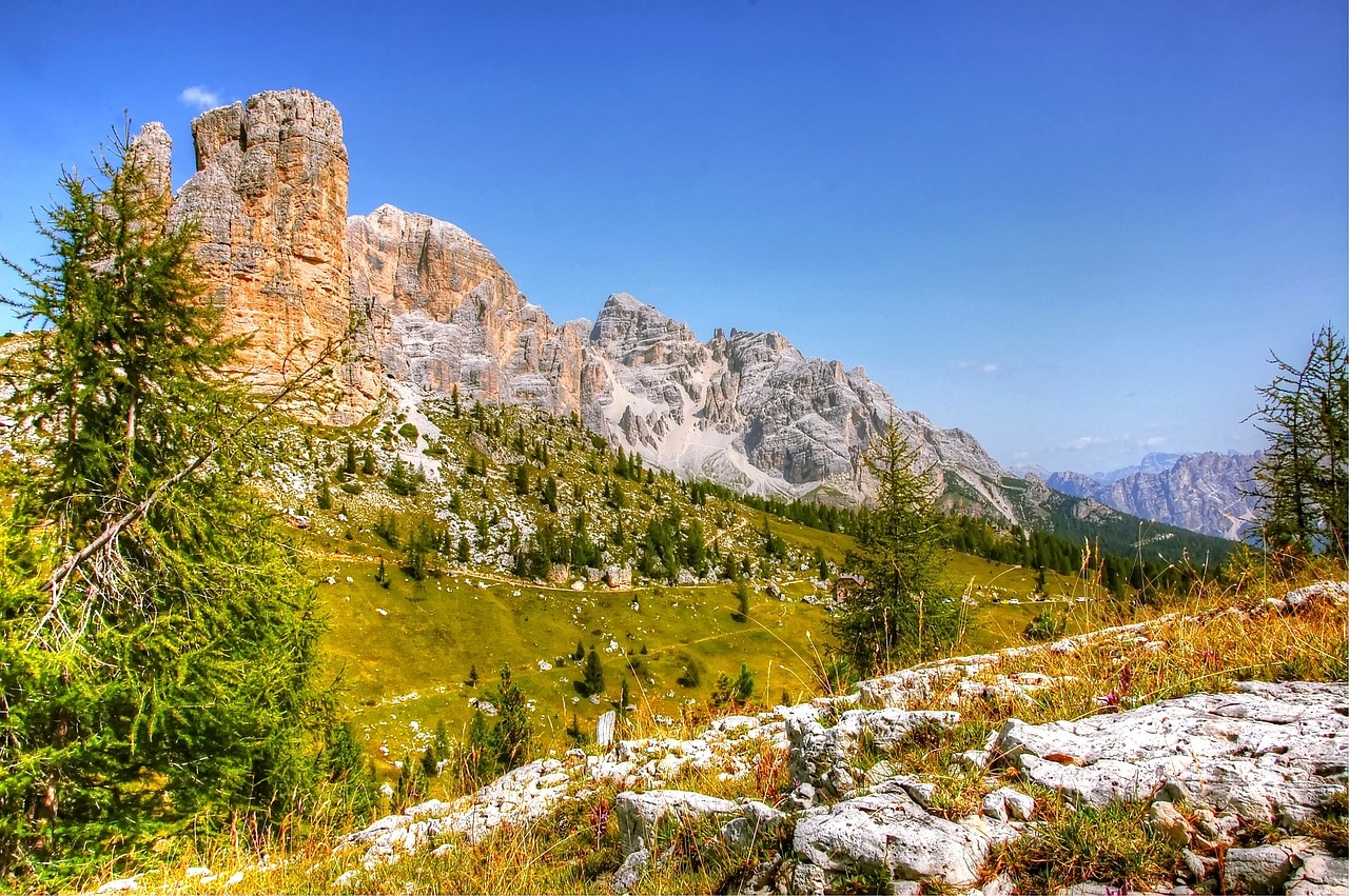 dolomites, tofane, nature, unesco world heritage, clouds, heaven, alps, italy, mountains, alm, blue, rubble field, summer, rock, panorama, outlook, vacations, alpine panorama, belluno, landscape, hike, rockclimbing, valley, mountain landscape, sun, stony, coloured, tofana, top, giaupass, viewpoint, tourism, mountain pass, meadow