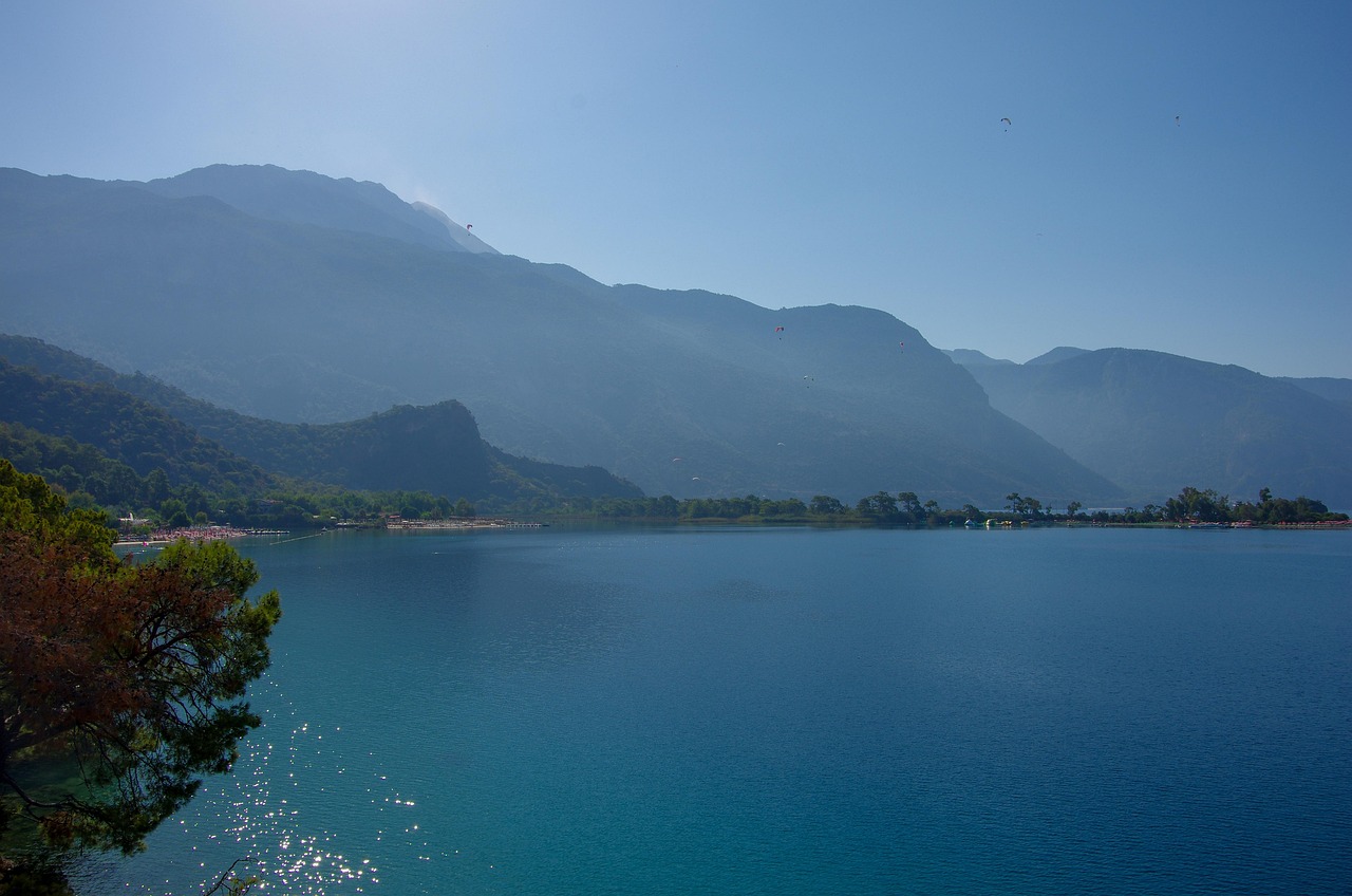 oludeniz, fethiye, tourisme, mugla, mer, bleu, plage, mettez le dans le, golfe, silhouette, vue, turquie, la nature