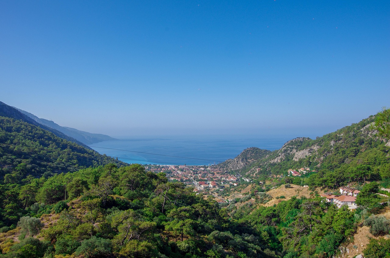 oludeniz, fethiye, tourisme, mugla, mer, bleu, plage, mettez le dans le, golfe, silhouette, vue, turquie, la nature