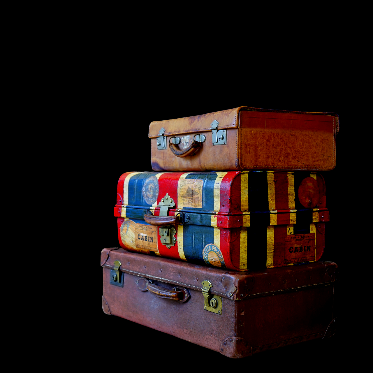 koffer, stapel, alt, antik, alte koffer, gepäck, reise, urlaub, verreisen