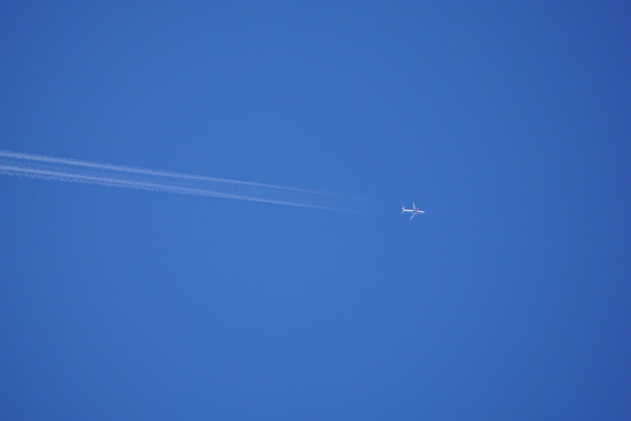 heaven, blue, plane, contrails