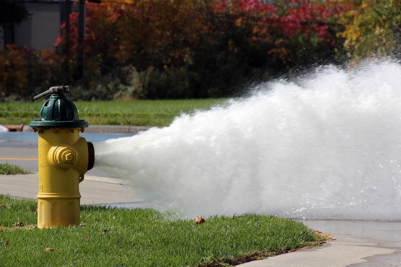 hydrant, feuerstecker, entlüftet, spülung, spülen, wasser, bachlauf, natur, fluss, sprudelnd